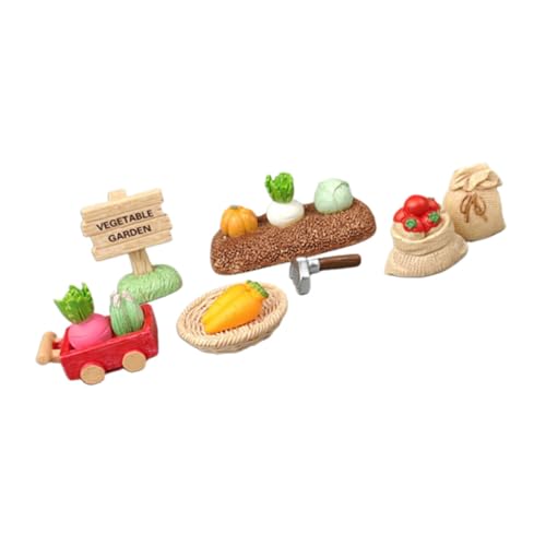 STOBAZA Miniatur Bauernhof Deko Set mit Realistischen Kunstgemüse und Gartengeräten Teiliges Resin Figuren Set für Büro und Zuhause Kindgerechte Kompakte Farm zum Dekorieren von STOBAZA