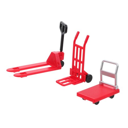 STOBAZA Miniatur Modell Handwagen Roter Kleiner Plattformwagen und Gabelstapler Robustes Kunststoffspielzeug für Pädagogisches Lernspielzeug zur Verkehrs und Baustellen Simulation STOBAZA Miniatur Modell Handwagen Roter Kleiner Plattformwagen und Gabelstapler Robustes Kunststoffspielzeug für Pädagogisches Lernspielzeug zur Verkehrs und Baustellen Simulation von STOBAZA