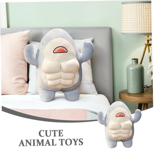 STOBAZA Muskelstarker Plüschhai Weiches Kuscheltier Meerestier Sofa deko Schlafkissen für Mädchen Jungen Meerliebhaber Flauschiges Stofftier mit Realistischen Augen und Zähnen von STOBAZA