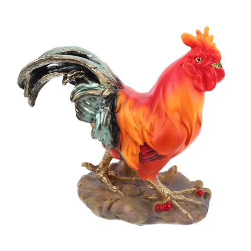 STOBAZA Realistische Resin Hahn Skulptur Wetterfest Detailreich für Garten und Innenräume Multifunktionale Bauernhofdekoration Pädagogisches Hühnermodell von STOBAZA