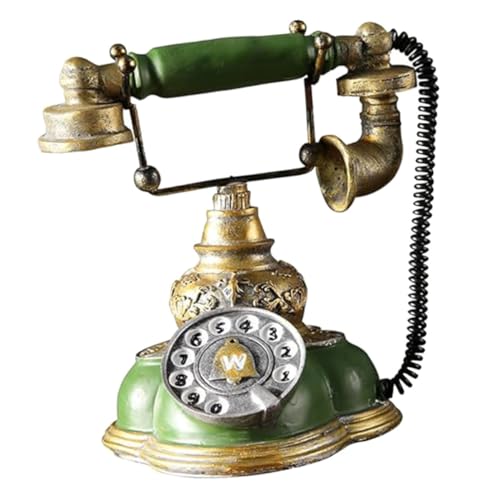 STOBAZA Retro Wählscheibentelefon Modell Vintage Schnurtelefon in Grün Für Kreative Wohnraumdekoration Antike Telefonstatue Für Zuhause Büro Nostalgisches Deko-objekt Perfektes von STOBAZA