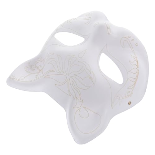 STOBAZA Unbemalte Katzenmasken Therian-Masken Leere Fuchsmasken Weiße Papiermasken Tier-Halbmasken Für Maskerade-Halloween-Party A von STOBAZA