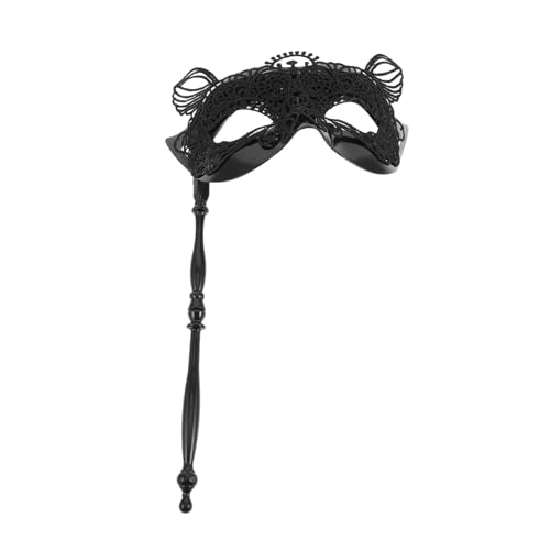 STOBAZA Venezianische Maskenball Maske Damen Spitzenstoff mit Handstab Karnevalsmaske für Halloween Valentinstag Maskerade Kostüm Party Zubehör Schwarz STOBAZA Venezianische Maskenball Maske Damen Spitzenstoff mit Handstab Karnevalsmaske für Halloween Valentinstag Maskerade Kostüm Party Zubehör Schwarz von STOBAZA