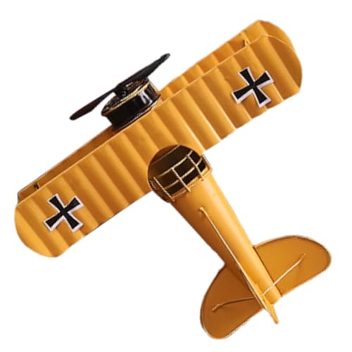 STOBAZA Vintage Metall Flugzeugmodell Retro Eisenkunst Flugzeug Ornament für Wohnzimmer Büro Schreibtisch Dekoration Gelb Kreatives Design von STOBAZA