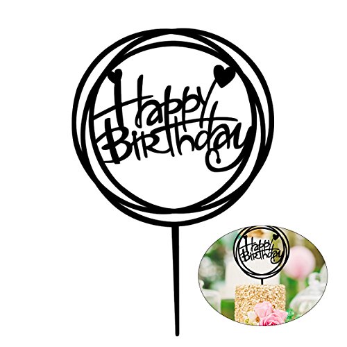 Happy Birthday Kuchen Topper Aus Acryl, Personalisierte Tortendeko Für Geburtstagsparty, Heimtextilien Und Gartenparty, Schwarz Happy Birthday Kuchen Topper Aus Acryl, Personalisierte Tortendeko Für Geburtstagsparty, Heimtextilien Und Gartenparty, Schwarz von STOBOK