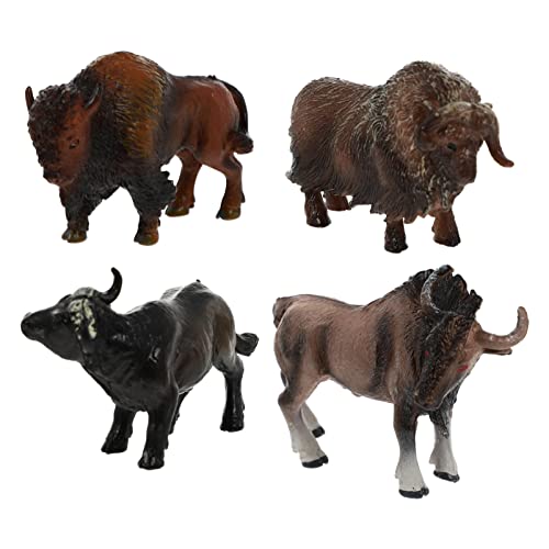 Realistisches Yak-Spielzeug-Figuren-Set, Mini-Kuh-Modelle, Bauernhoftier-Figuren, Heim-Desktop-Ornamente, Geburtstagsparty-Kollektion, 4 Stück von STOBOK