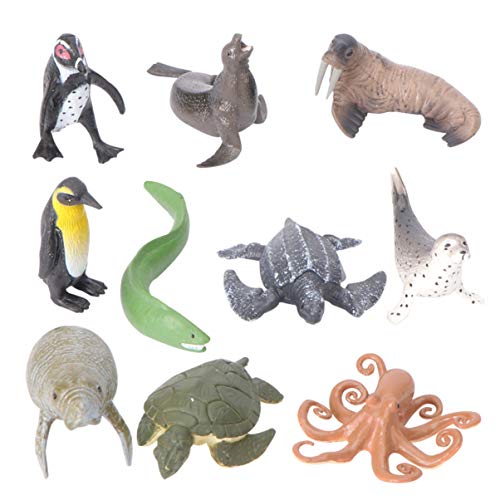 STOBOK 10Pcs Ozean Meerestier Gummi Spielzeug Display Modell Spielen Set Realistische Tiefsee Tierfiguren Schildkröte für Kinder Bildung Party Bevorzugen Versorgung von STOBOK