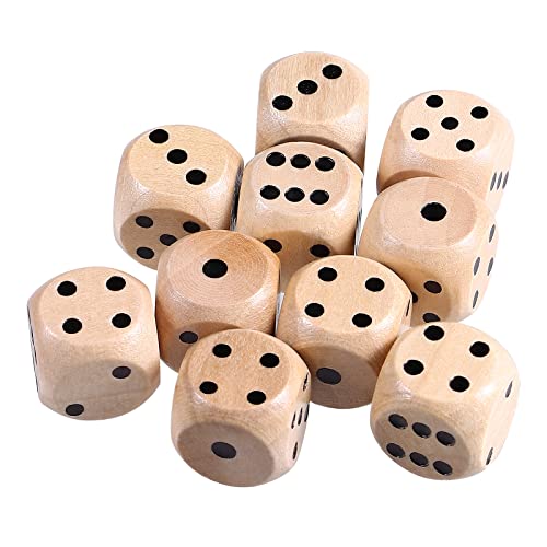 STOBOK 10pcs Würfelspiel Würfel Holz 6 Seitige Würfel 16mm Standard Holzwürfel Kinder Erwachsener Tischspiel Kartenspiel Party Zuhause Partyspiel Zubehör von STOBOK