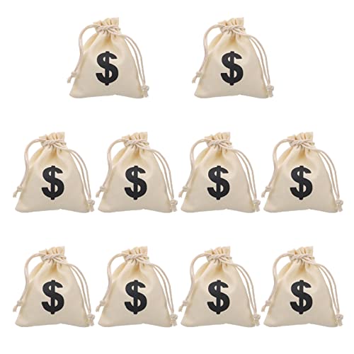 STOBOK 12 Stücke Kordelzug Geld Taschen Dollar Zeichen Bank Tasche Sackleine Kordelzug Tasche Würfel Tasche Schmuck Beutel Hessische Jute Tasche für Casino Theme Poker Party von STOBOK