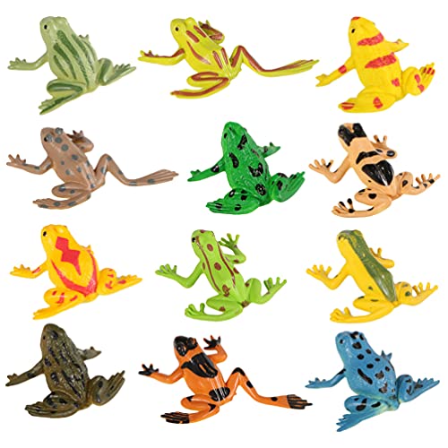 STOBOK 12Pcs Frosch Figuren Mini Gummi Frosch Sets Miniatur Frosch Spielzeug Spaß Regenwald Charakter Tier Modell für Kleinkinder Kinder von STOBOK