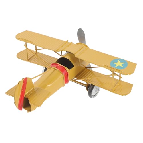 STOBOK 2 Stck. Ebene für Ornament Hängende Flugzeugverzierung Vintage Flugzeuge Segelflugzeug hühner kinderknallzeug Ebene eiserne Miniaturflugzeuge Eisen Yellow von STOBOK