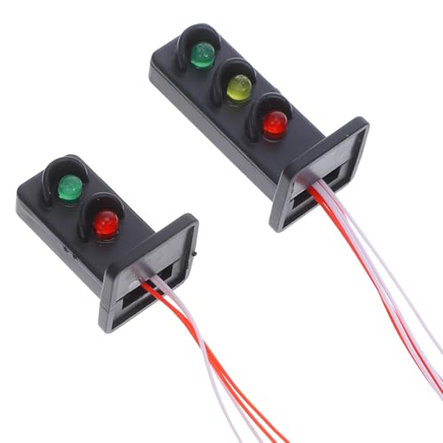 STOBOK 2 Stück Signalleuchte Modellbau Mikro Landschaftslicht Ornamente Sandtisch Materialien Mini Landschaftslicht Simulation Ampel Mini Signalleuchte Modell Szene Schwarz Abs von STOBOK