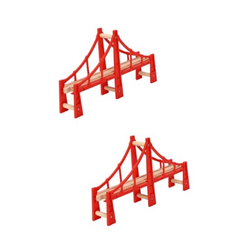 2St Spur Spielzeug Eisenbahnbrücke Gleisbrücke Modelleisenbahn Zugböcke Züge für Kinder Schienenzubehör aus Holz Holzbahngleis erhöhte Holzbrücke Puzzle der Zug hölzern von STOBOK