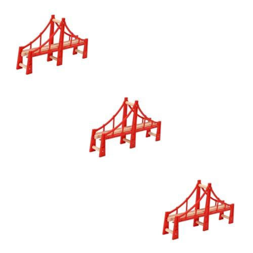 STOBOK 3St Spur Spielzeug Holzpuzzle Brückenpfeiler der Eisenbahn Schienenzubehör aus Holz Züge für Kinder Gleise Eisenbahnbrücke erhöhte Holzbrücke hölzern der Zug Plastik von STOBOK