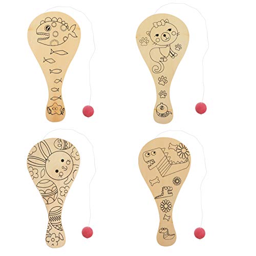 STOBOK 4 Stück Graffiti-schläger Holzverschluss Spielzeug Für Draußen Paddelball Aus Holz Klassisches Paddleball-Spiel Malspielzeug Malbrett Aus Holz Kind Strand Hölzern Fang Den Ball STOBOK 4 Stück Graffiti-schläger Holzverschluss Spielzeug Für Draußen Paddelball Aus Holz Klassisches Paddleball-Spiel Malspielzeug Malbrett Aus Holz Kind Strand Hölzern Fang Den Ball von STOBOK