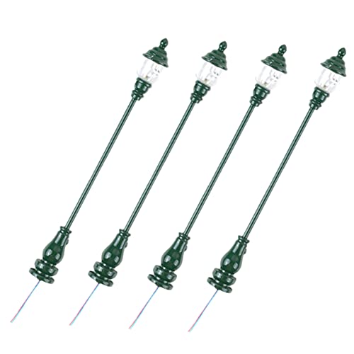 STOBOK 4 Stück Modell Gartenleuchte Dekoration Mini Solarleuchten Garten Modellbau Landschaft Modellbau Straßenbeleuchtung kleine Straßenlaterne Lampenmodelle Edelstahl Plus abs Green von STOBOK