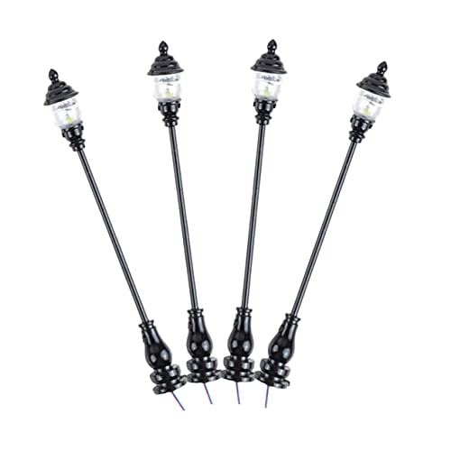 STOBOK 4 Stück Modell Gartenleuchte Miniatur sandbleche sandtisch Landschaftsdekoration Mini-Straßenlaterne zum Selbermachen Mikrolandschaftsornament Lampenmodell Edelstahl Plus abs Black von STOBOK