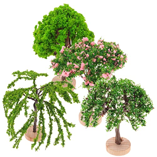STOBOK 4 Stück Simulationslandschaftsbaum Baumlandschaftsmodelle Modelllandschaftsbaum Künstliche Eukalyptusblätter Partydekorationen Mit Palmen Baumschmuck Basen Green Plastik von STOBOK