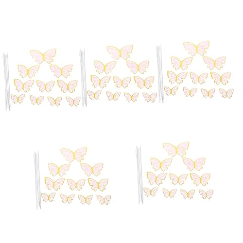 STOBOK 50 Stück Schmetterlingskucheneinsatz Muffin Zeichen Mütter Jäten Desserts Topper Baby-dusche-kuchen-picks Kucheneinlagen Banner Cupcake-topper Tag 3d Papier Lebensmittel Streifen von STOBOK