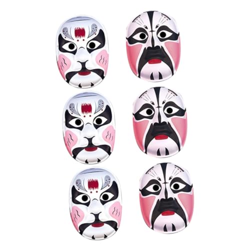 STOBOK 6 Stk Pekingoper Halloween-Maske chinesische Oper Wanddekoration Abschlussball Geschenke leer Peking-Oper Gesichtsmaske chinesische kulturmaske Färbung Facebook Zellstoff Kind Weiß von STOBOK