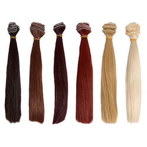 STOBOK 6Pcs Puppe Tressen Perücke Puppe Haar Extensions Hitze Beständig Gerade Synthetische Schüsse DIY Sortierte Farbe Perücken für Kunst Und Handwerk Farbe 2 von STOBOK