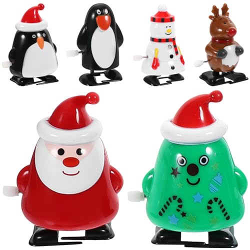 STOBOK 6st Das Weihnachtsmann-Spielzeug Wird Aufgezogen Und Läuft Spielzeuge Weihnachts-laufspielzeug Feiertags-aufziehspielzeug Neuartiges Tierisches Kleines Geschenk Plastik Karikatur von STOBOK