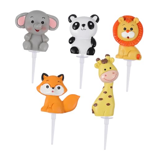 STOBOK Dschungel Tier Cupcake Topper Zoo Tiere Kuchen Topper für Kinder Geburtstag Baby Tier Thema Kuchen Dekorationen 5 Stück von STOBOK