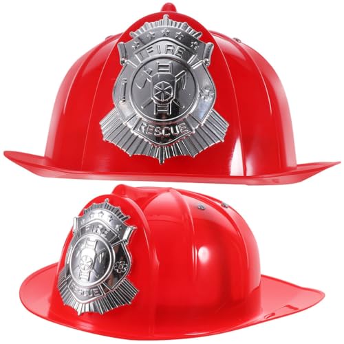 STOBOK Feuerwehrhelm Für Erwachsene – 2 Stück Feuerwehrmann-Kostüm-Helm Für Erwachsene Feuerwehrmann-Hut Roter Feuerwehrmann-Hut Feuerwehrmann-Helm Halloween-Kopfbedeckung Für von STOBOK