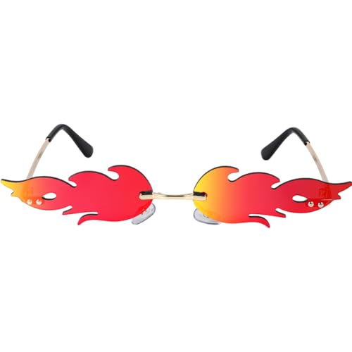 STOBOK Flamme Sonnenbrille Neuheit Partybrille Damen Herren Mode Rahmenlos Unisex Brille Rot Lens Punk Maskerade Summer Party Musikfestival Kostüme Schmuck Zubehör STOBOK Flamme Sonnenbrille Neuheit Partybrille Damen Herren Mode Rahmenlos Unisex Brille Rot Lens Punk Maskerade Summer Party Musikfestival Kostüme Schmuck Zubehör von STOBOK