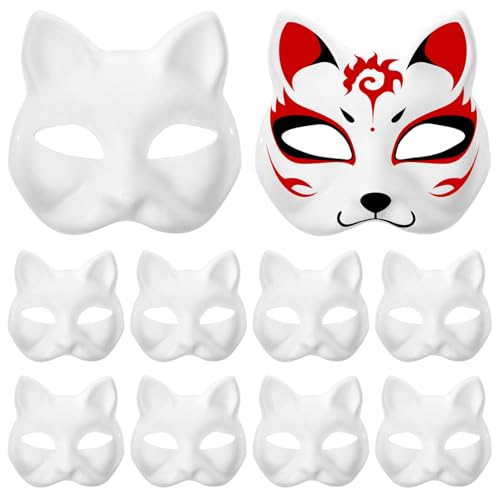STOBOK Katzenmaske: 15 Stück Maskenmasken Zum Selbermachen Unbemalte Masken Halloween-Katzenmasken Leere Masken Unfertige Weiße Katzenmasken Für Party Maskerade Halloween-Requisite von STOBOK