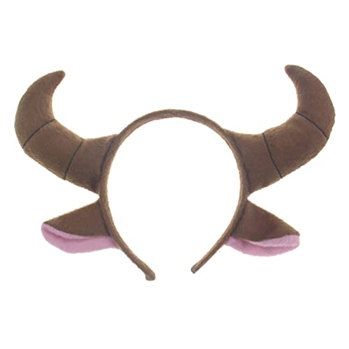 OX Horn Form Stirnband Tierohren Plüsch Kopfbedeckung Party Cosplay Kostüm Kopfschmuck Haarband Kopfschmuck (Braun) von STOBOK