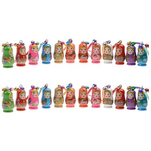 STOBOK Matroschka Russische Puppen Schlüsselanhänger Hölzerne Russische Nesting Dolls Schlüsselanhänger,24Er Set von STOBOK