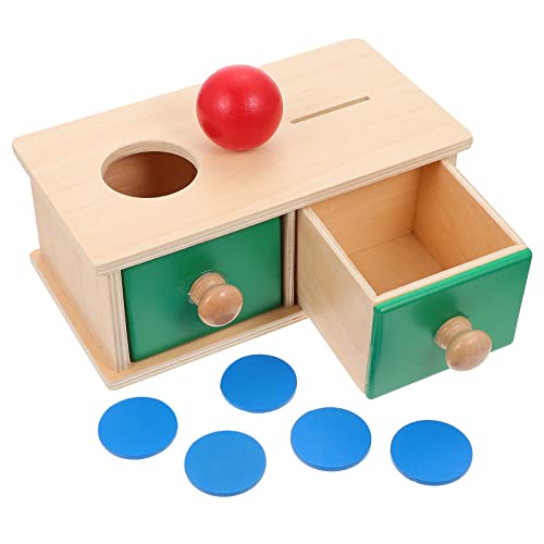 STOBOK Montessori Objekt Beständigkeitskasten Holz Montessori Spielzeug mit Tablett Bällen Und Münzen Drop Montessori Objekt Beständigkeitskiste Kinder Frühe Pädagogische Spielzeug von STOBOK