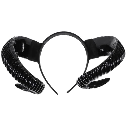 STOBOK Schaf Horn Stirnband Teufel Dämon Hörner Stirnband für Halloween Kostüm Cosplay Foto Requisiten (Schwarz) von STOBOK