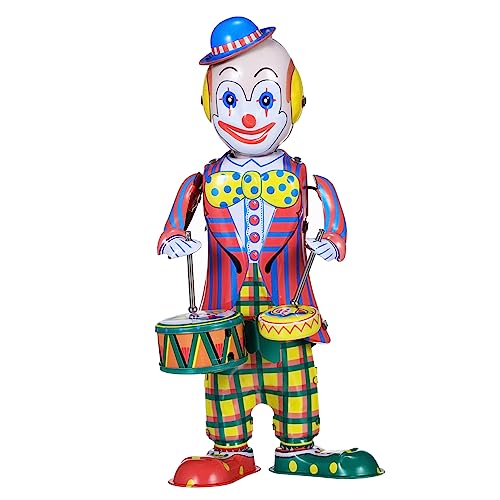 STOBOK Schlagzeuger Clown Spielzeug Clown-Spielzeug Tischdekoration Vintage-metallaufzug Uhrwerk Spielzeug Zirkus-Clown-Puppe Clown-Figur Kleines Spielzeug Weißblech Kind Schreibtisch von STOBOK