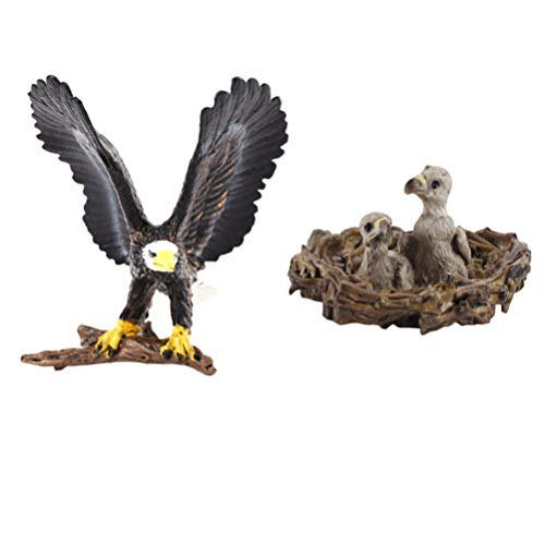 STOBOK Simulierte Adler Modell Set Realistische Eaglet Figuren Bald Eagle Tier Modelle Kinder Pädagogisches Spielzeug 2 Styles (Baum Stamm Adler Junge Adler mit Nest) von STOBOK