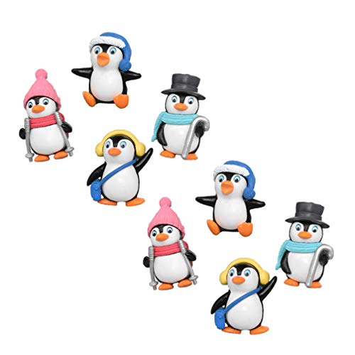 STOBOK Süße Pinguin Charaktere Spielzeug Mini Pinguin Figur Sammlung Spielset Pinguin Kuchen Topper, 8 Stück(zufälliger Stil) von STOBOK
