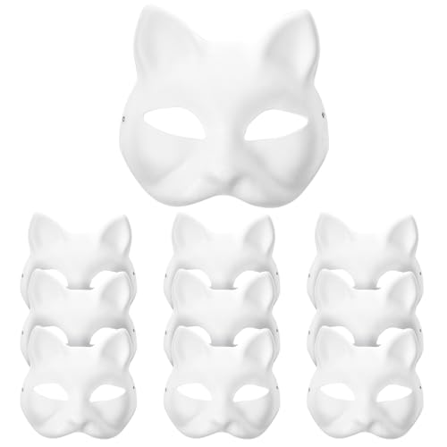 STOBOK Weiße DIY Papier Maske: 10 Stück malbare Halbgesicht Maskerade Masken Masken, Katzen leere Volle Mardi Gras für Cosplay Party Dekoration, Kinder BastelParty Gefälligkeiten von STOBOK