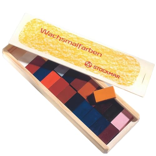 STOCKMAR Wachsmalblöcke 24 Farben, im Holzkasten von Stockmar