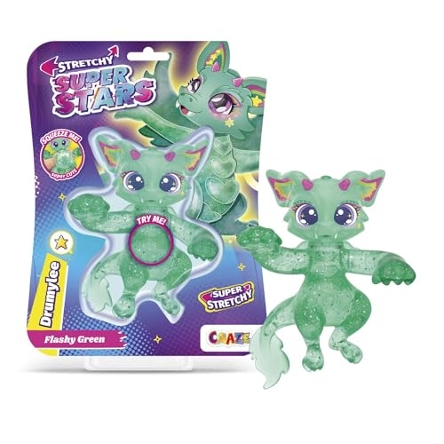 STRETCHY SUPERSTARS Drumylee - Glibberige & Dehnbare Sammelfiguren mit Schleimfüllung, 6 Verschiedene Charaktere zum Sammeln von STRETCHY SUPERSTARS