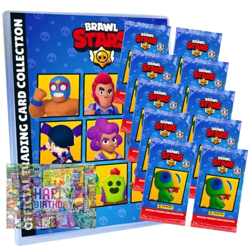 Bundle mit Brawl Stars Karten Serie 1 - Sammelkarten Trading Cards - 1 Mappe + 10 Booster + Exklusive Geburtstagskarte Bundle mit Brawl Stars Karten Serie 1 - Sammelkarten Trading Cards - 1 Mappe + 10 Booster + Exklusive Geburtstagskarte von STRONCARD