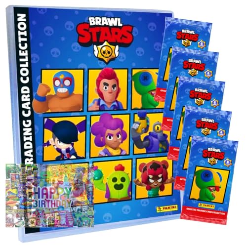 Bundle mit Brawl Stars Karten Serie 1 - Sammelkarten Trading Cards - 1 Mappe + 5 Booster + Exklusive Geburtstagskarte Bundle mit Brawl Stars Karten Serie 1 - Sammelkarten Trading Cards - 1 Mappe + 5 Booster + Exklusive Geburtstagskarte von STRONCARD