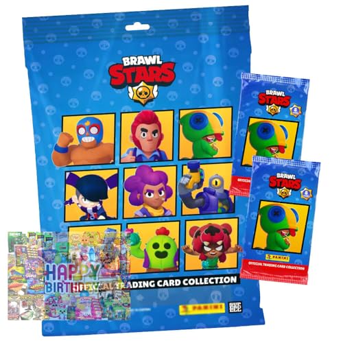 Bundle mit Brawl Stars Karten Serie 1 - Sammelkarten Trading Cards - 1 Starter + 2 Booster + Exklusive Geburtstagskarte von STRONCARD