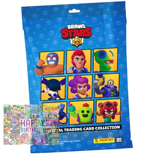 Bundle mit Brawl Stars Karten Serie 1 - Sammelkarten Trading Cards - 1 Starter + Exklusive Geburtstagskarte von STRONCARD