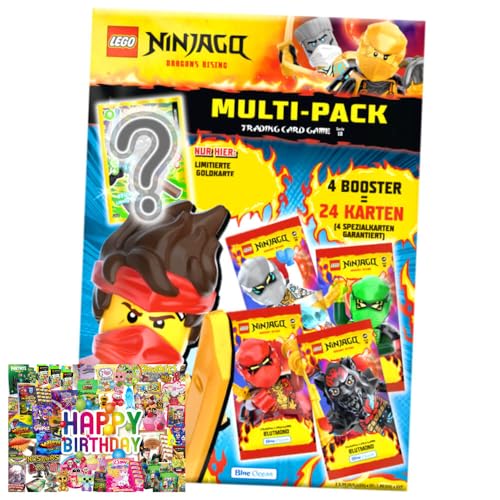 Bundle mit Lego Ninjago Karten Trading Cards Serie 10 - BLUTMOND Sammelkarten (2025) - 1 Multipack + Exklusive Geburtstagskarte von STRONCARD