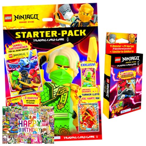 Bundle mit Lego Ninjago Karten Trading Cards Serie 10 - BLUTMOND Sammelkarten (2025) - 1 Starter + 1 Blister + Exklusive Geburtstagskarte von STRONCARD