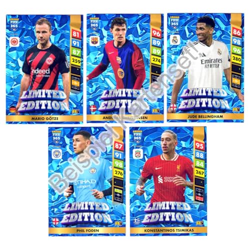 Bundle mit Panini FIFA 365 Karten 2025 - Adrenalyn XL Trading Cards - Exklusive STRONCARD Sammelkarten Hüllen - Auswahl (5 Limited Edition Karten - Zufällige Auswahl) von STRONCARD