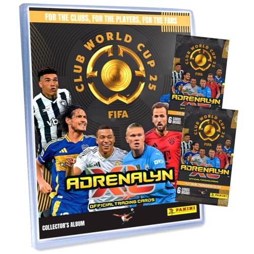 Bundle mit Panini FIFA Club World Cup 2025 - WM Trading Cards - Weltmeisterschaft Sammelkarten - 1 Mappe + 2 Booster + Exklusive Geburtstagskarte von STRONCARD