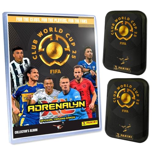 Bundle mit Panini FIFA Club World Cup 2025 - WM Trading Cards - Weltmeisterschaft Sammelkarten - 1 Mappe + 2 Tin Dosen + Exklusive Geburtstagskarte von STRONCARD