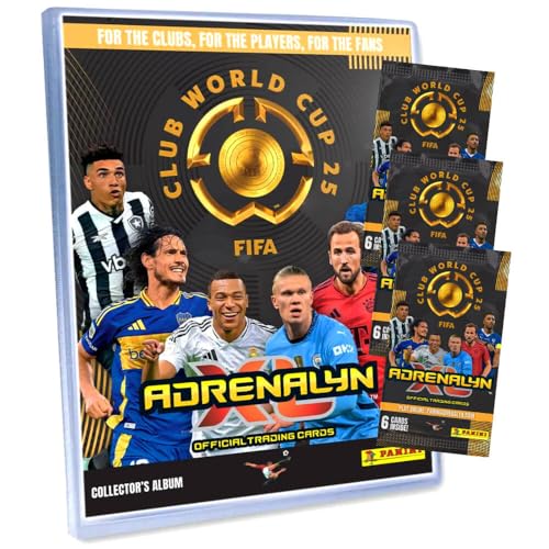 Bundle mit Panini FIFA Club World Cup 2025 - WM Trading Cards - Weltmeisterschaft Sammelkarten - 1 Mappe + 3 Booster + Exklusive Geburtstagskarte von STRONCARD